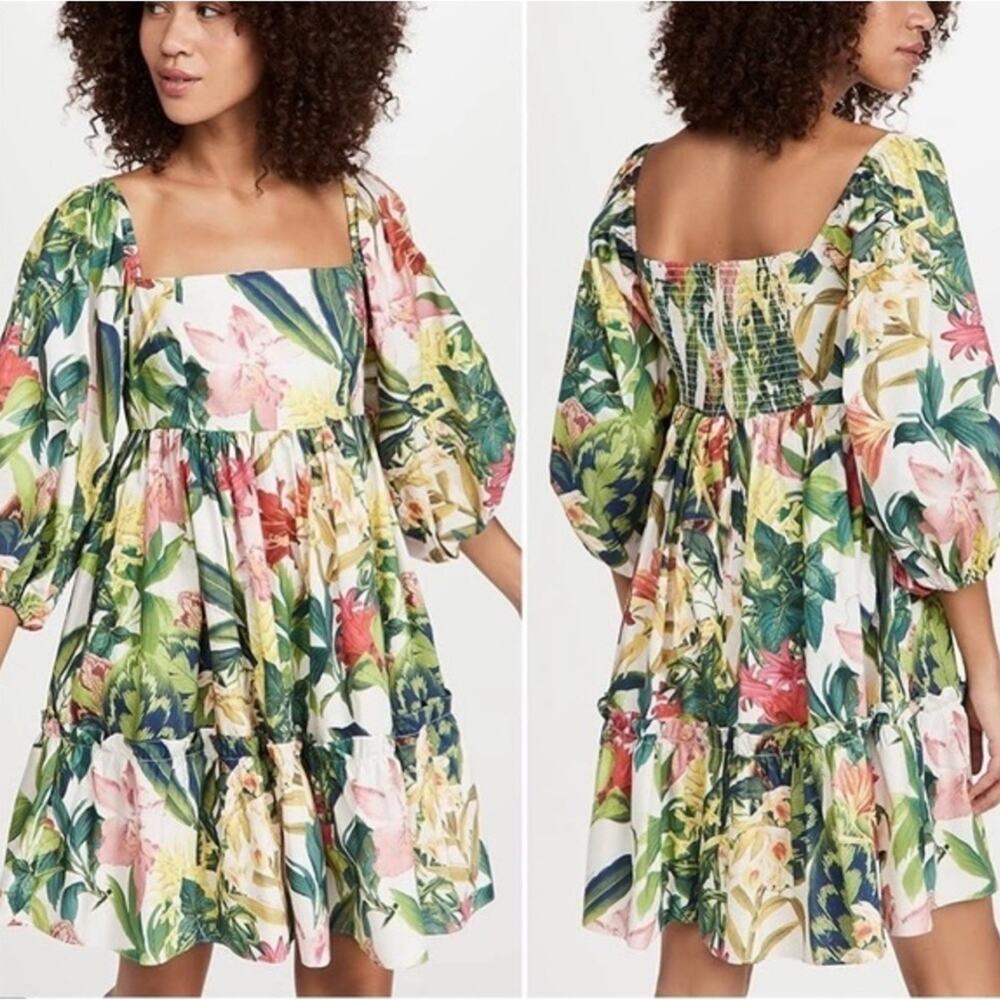 Cara Cara Sip Sip Puff Sleeve Mini Dress - Tropical - Small